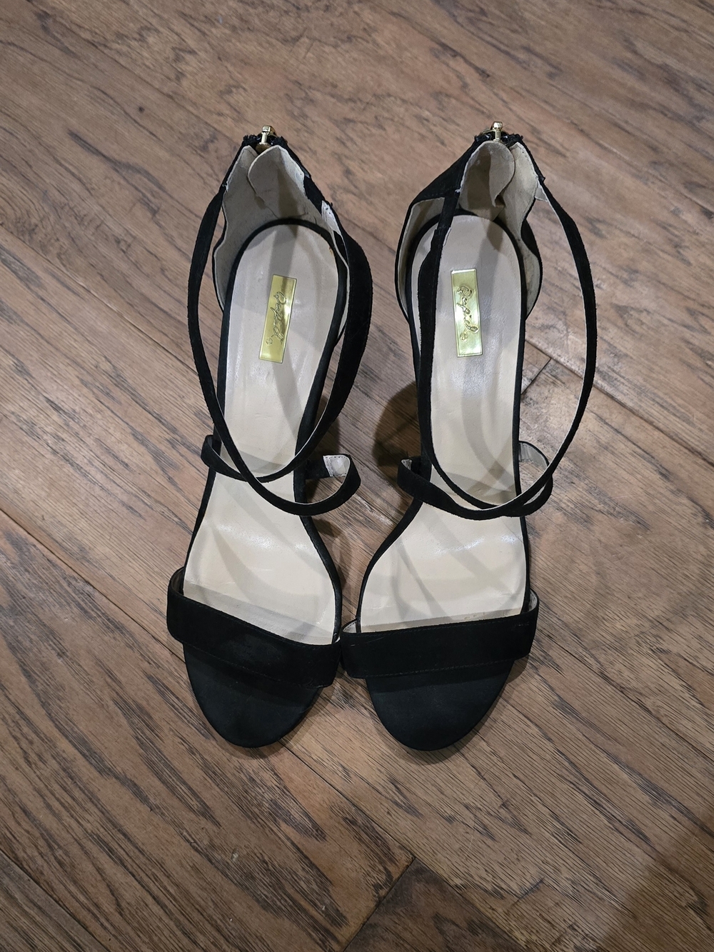 Qupid Black Ankle-Strap Suede Sandals - Women